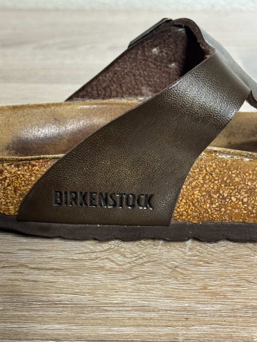 Birkenstock Gizeh in Golden Brown Leather Thong Sandals Size 37 US 6 - Picture 9 of 11